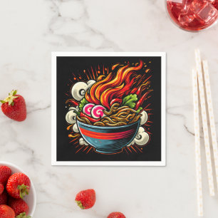 Würzige Ramen japanische Nudel-Straßenkunst Serviette