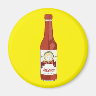 Würziger Soße-Katzesombrero-Spaß auf Gelb Magnet