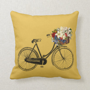Würziges heißes Senffahrrad-Blume Throwkissen Kissen