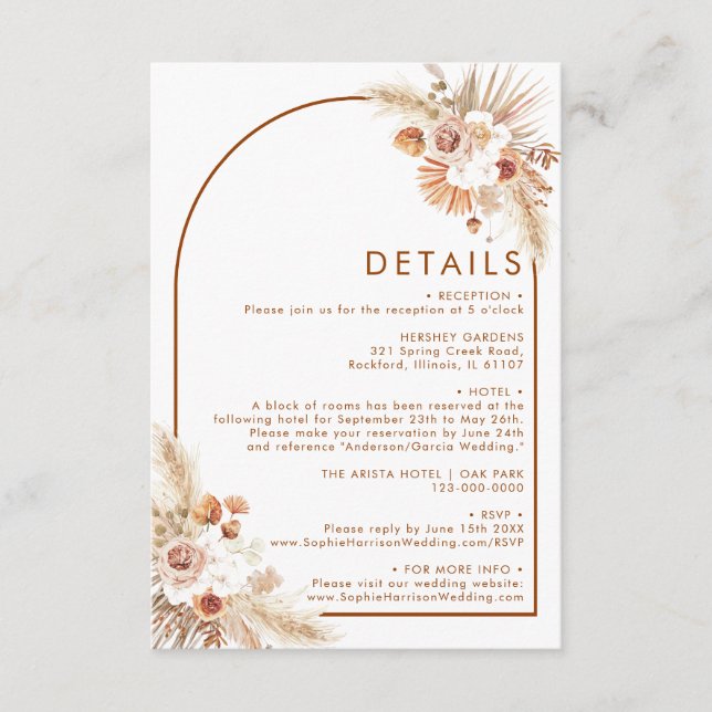 Wüste Arch Boho Pampas Grass Terrakotta im Erdbebe Begleitkarte (Vorderseite)