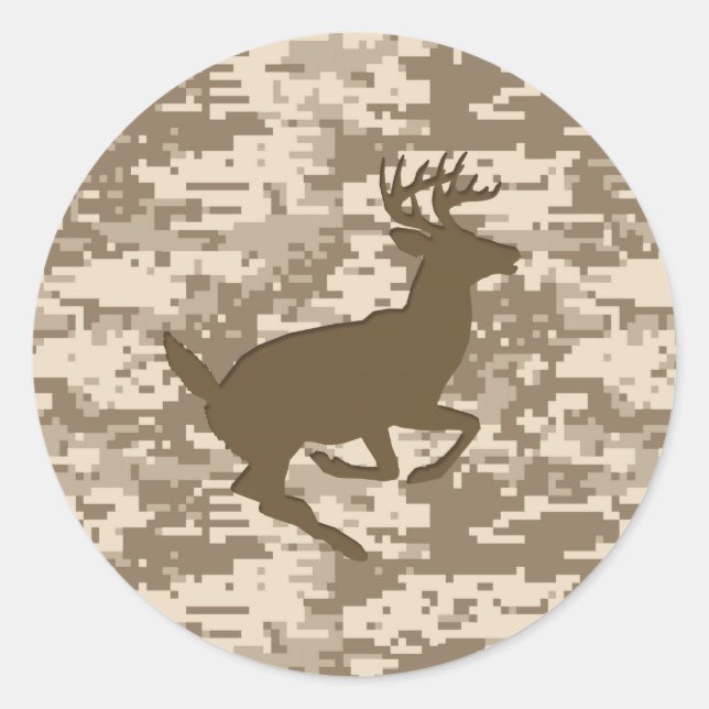 Wüste Beige Digital Camouflage Deer Camouflage Mus Runder Aufkleber (Vorderseite)