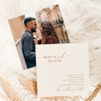 Wüste | Beige Foto Square Wedding Einladung