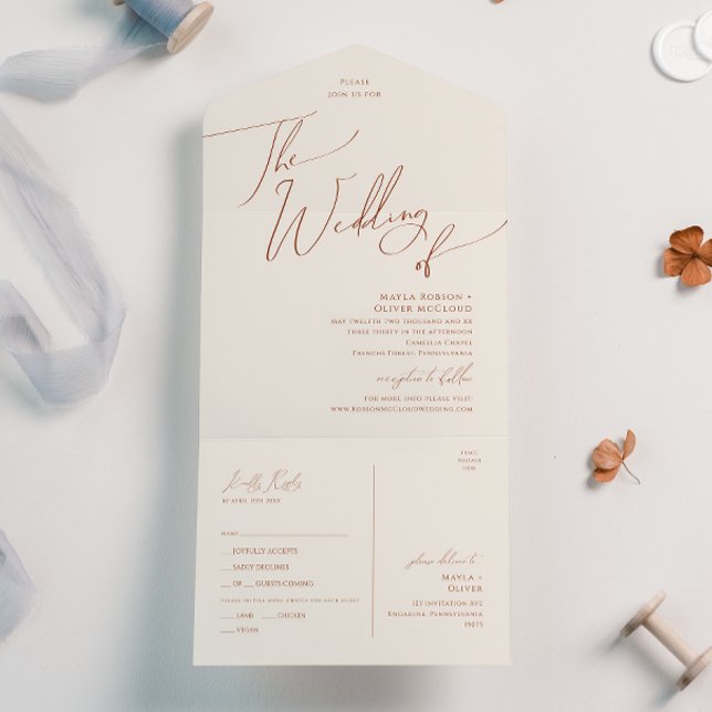 Wüste | Beige Hochzeit von Siegel und Senden All In One Einladung (Von Creator hochgeladen)
