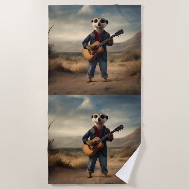 Wüste Blues: Denim Guitar Jam von Meerkat, Strandtuch (Vorderseite)