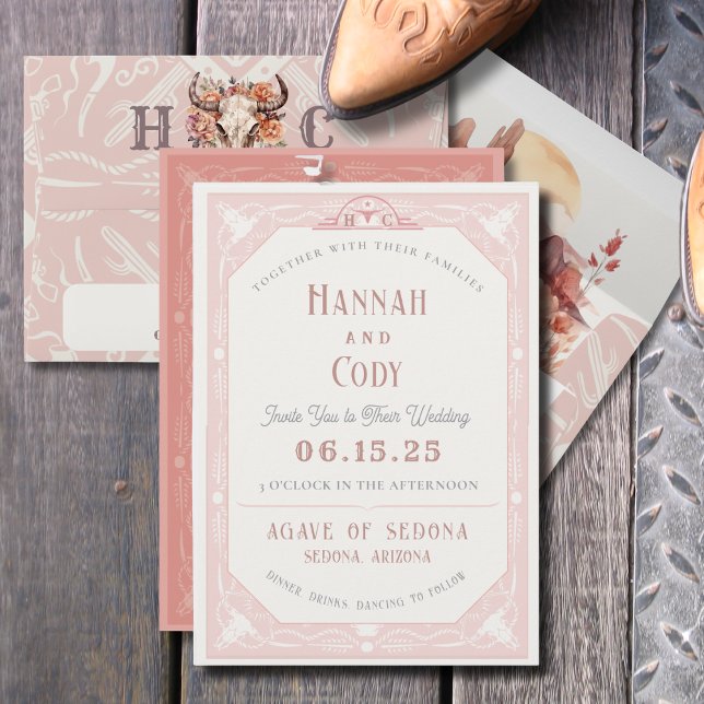 Wüste Blume Western Hochzeitseinladung Einladung (Von Creator hochgeladen)