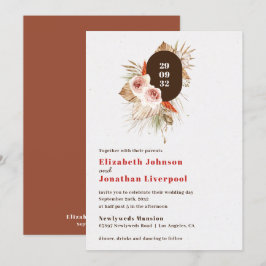 Wüste boho florale Erdtöne Terrakotta Hochzeit Einladung