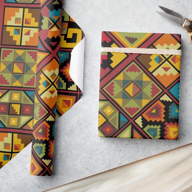 Wüste Brown Türkis Pattern Fun Geburtstag Geschenkpapier (Von Creator hochgeladen)
