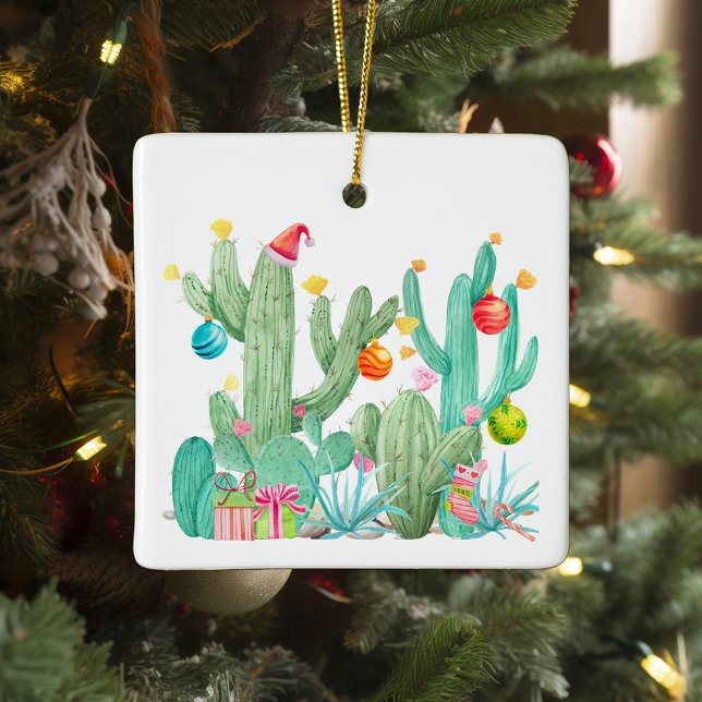 Wüste Cactus Southwest Christmas Holiday Keramikornament (Von Creator hochgeladen)