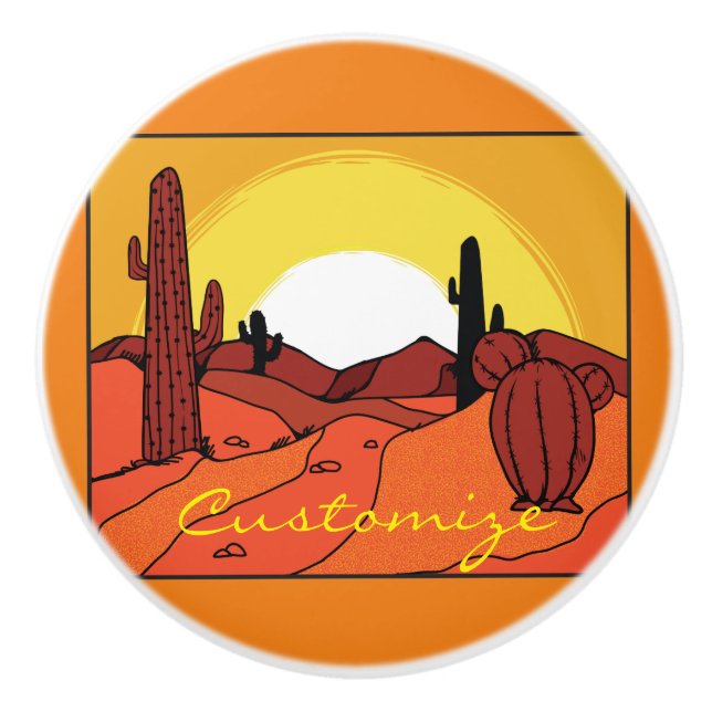 Wüste Cactus Sunset Thunder_Cove Keramikknauf (Vorderseite)