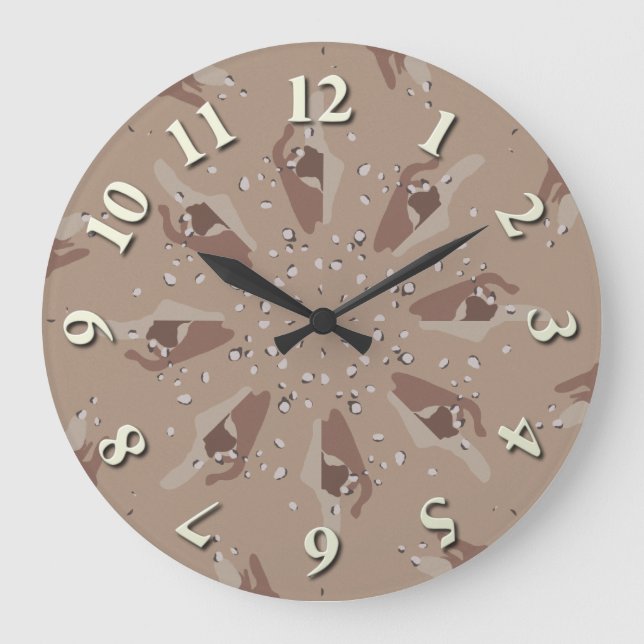 Wüste Camouflage Kaleidoskop Große Wanduhr (Vorderseite)