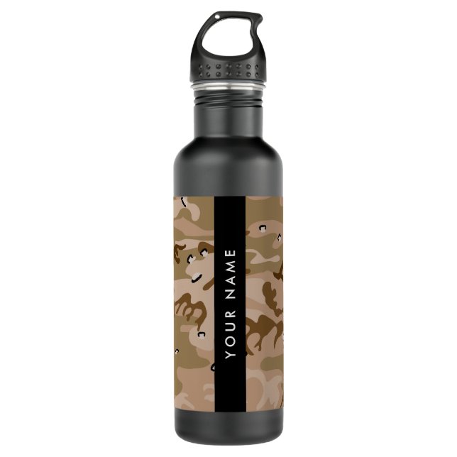 Wüste Camouflage Kieselsteine, Ihr Name, personali Edelstahlflasche (Vorderseite)