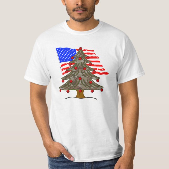 Wüste Camouflage Weihnachtsbaum mit amerikanischer T-Shirt (Vorderseite)