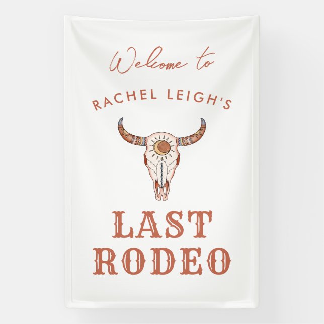 Wüste Cowgirl Last Rodeo Willkommen Banner (Vertikal)