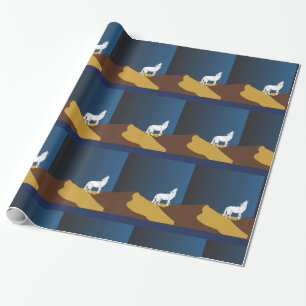 Wüste Coyote Howling Vollmond Thunder_Cove Geschenkpapier