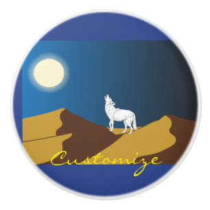 Wüste Coyote Howling Vollmond Thunder_Cove Keramikknauf