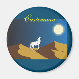 Wüste Coyote Howling Vollmond Thunder_Cove Magnet