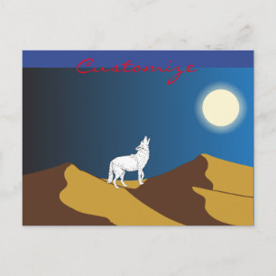 Wüste Coyote Howling Vollmond Thunder_Cove Postkarte