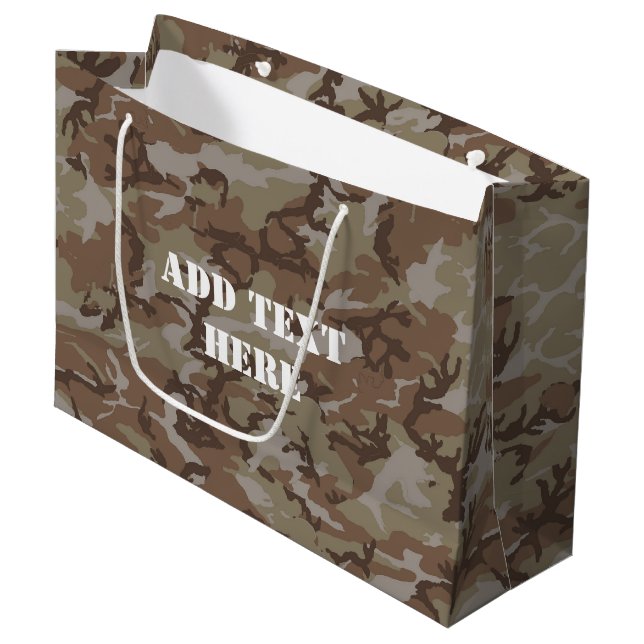 Wüste der Wälder Militärische Camouflage Große Geschenktüte (Vorderseite Schrägansicht)