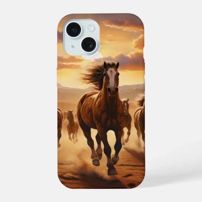 Wüste der Wilden Pferde iPhone 15 Hülle (Rückseite)