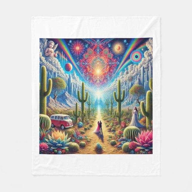 Wüste Dreamscape: Oase unendlicher Wunder Fleecedecke (Vorderseite)