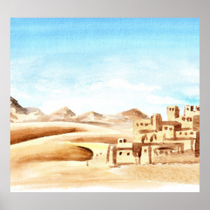 Wüste Dunes African City Watercolor Poster