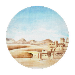 Wüste Dunes African City Watercolor Schneidebrett