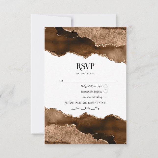 Wüste Gold Agate Watercolor Hochzeit RSVP Karte (Vorderseite)