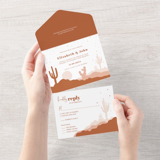 Wüste in einer Einladung zur Hochzeit und RSVP-Kar (Abreißen)