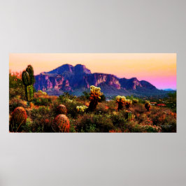 Wüste Landschaftliche Lila Bergdämme 40,32x 19,08 Poster