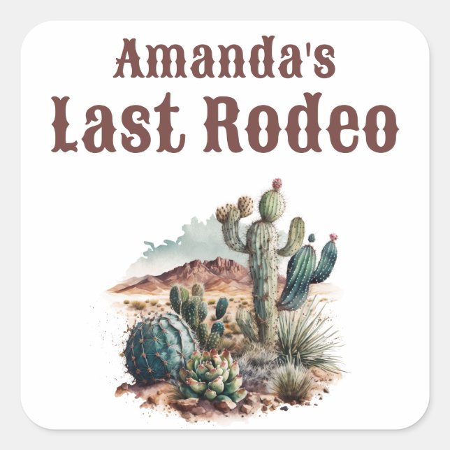 Wüste Last Rodeo Scottsdale Bachelorette Weekend Quadratischer Aufkleber (Vorderseite)