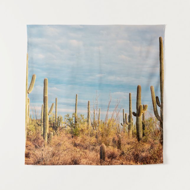 Wüste mit Saguaro cacti Wandteppich (Vorderseite)