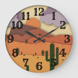 Wüste Old West Cactus Acrylic Wall Clock Große Wanduhr