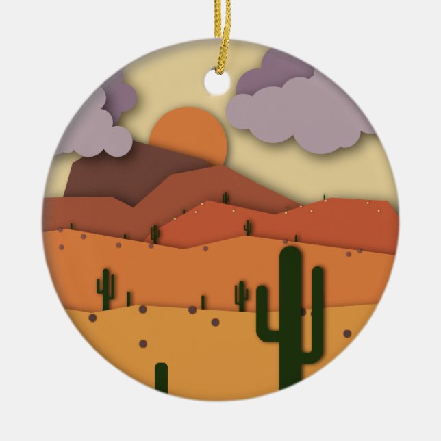 Wüste Old West Cactus Saguaro Arizona Keramik Ornament (Vorne)