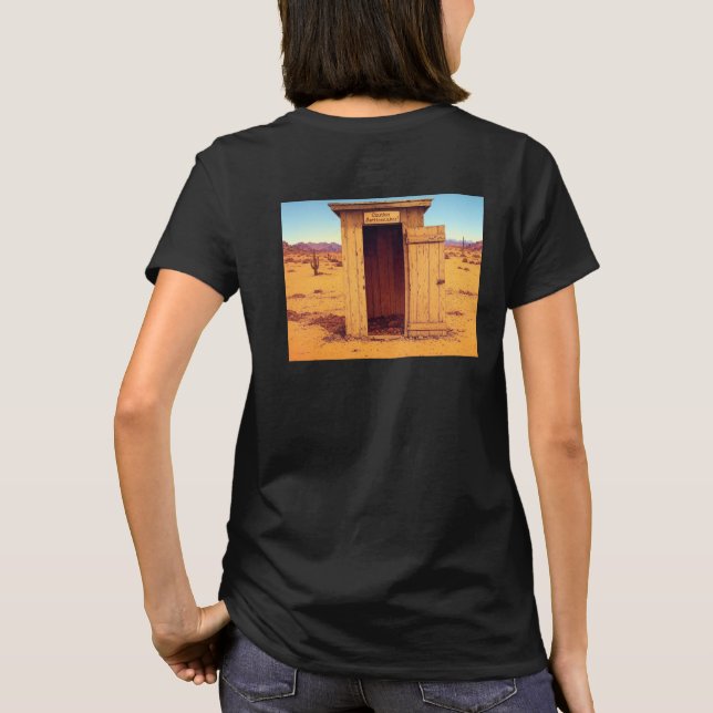 Wüste Outhouse Frauen schwarzer T - Shirt zurück (Rückseite)