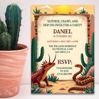 Wüste Reptile Themed Kindergeburtstag Party Einladung