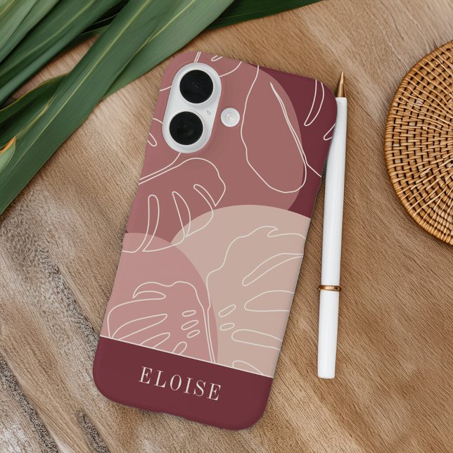 Wüste Rose Boho Tropical Monstera Leaf iPhone 16 Hülle (Von Creator hochgeladen)