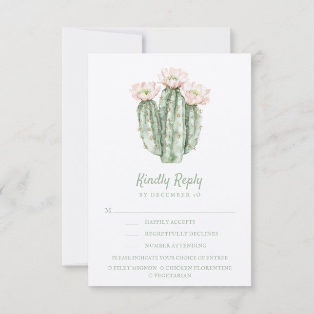 Wüste Rose Cactus | Kindly Reply | Optionen RSVP Karte (Vorderseite)