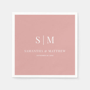 Wüste Rose Einfache Elegante Couple Initials Hochz Serviette
