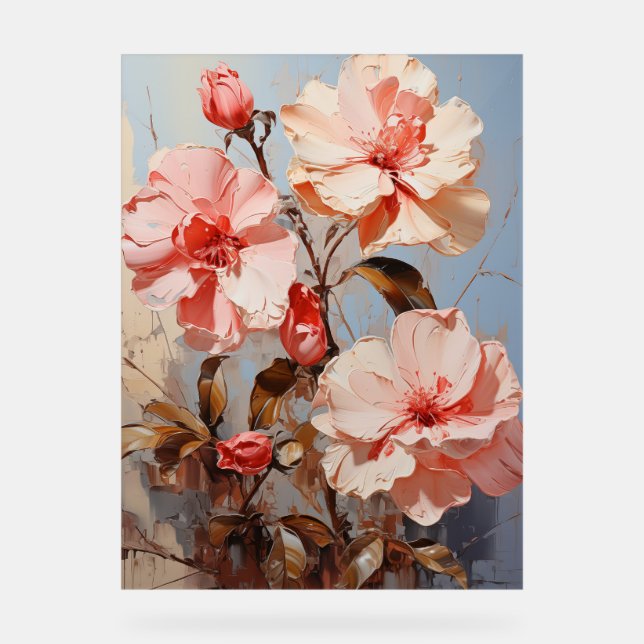 Wüste Rose - Impasto Floral Acrylschild (Vorderseite)