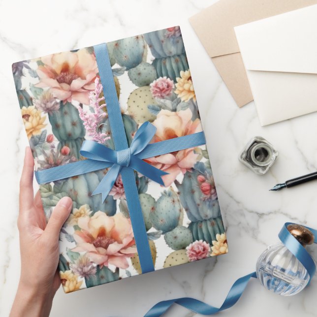 Wüste Rose Kaktus Blume Herbstfarben Geschenkpapier (Schenken)