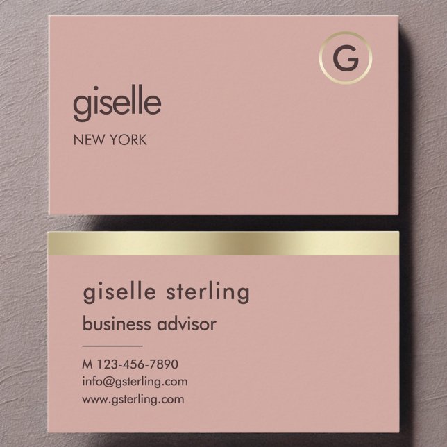 Wüste Rose Luxus Imitats Gold Foil Monogram Visitenkarte (Von Creator hochgeladen)