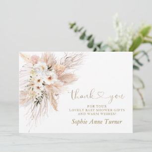 Wüste Rose Pampas Grass Baby Shower Kalligraphie Dankeskarte