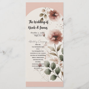 Wüste Rose Pink Blumengrün Hochzeitsprogramm Programm