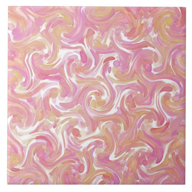 Wüste Rose Swirl Keramik Tile Fliese (Vorderseite)