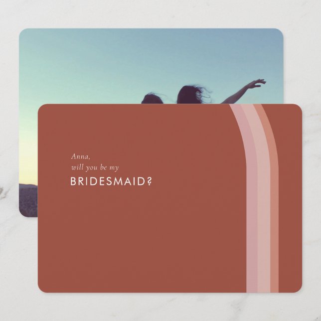 Wüste Rote Rose Minimalistisch Bridesmaid Frag Car Einladung (Vorne/Hinten)