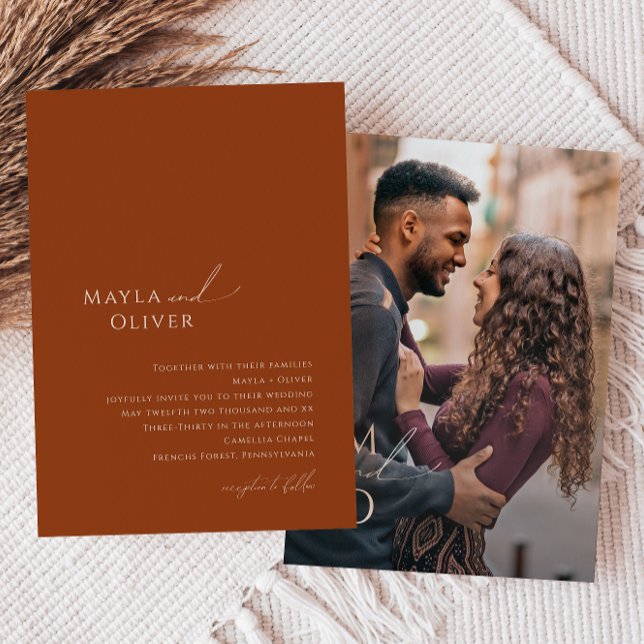 Wüste | Rust Monogram Foto Wedding Einladung (Von Creator hochgeladen)
