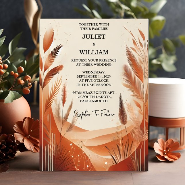 Wüste Rustic Boho Autumn Ombre Brown Wedding Einladung (Von Creator hochgeladen)