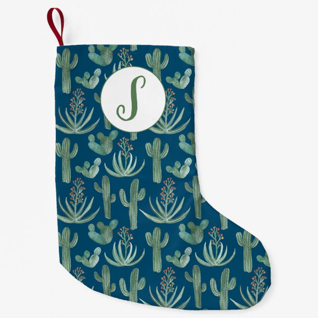 Wüste Saguaro Cactus Succulents Muster CUSTOM Kleiner Weihnachtsstrumpf (Vorderseite)