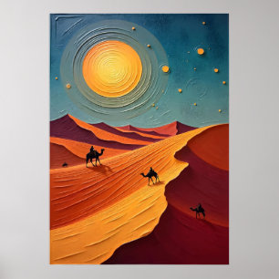 Wüste Sahara - endlose Dünen aus Gold Poster