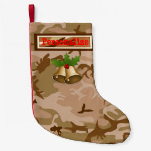 Wüste Sand Camouflage Weihnachten Strumpf mit Gloc Kleiner Weihnachtsstrumpf